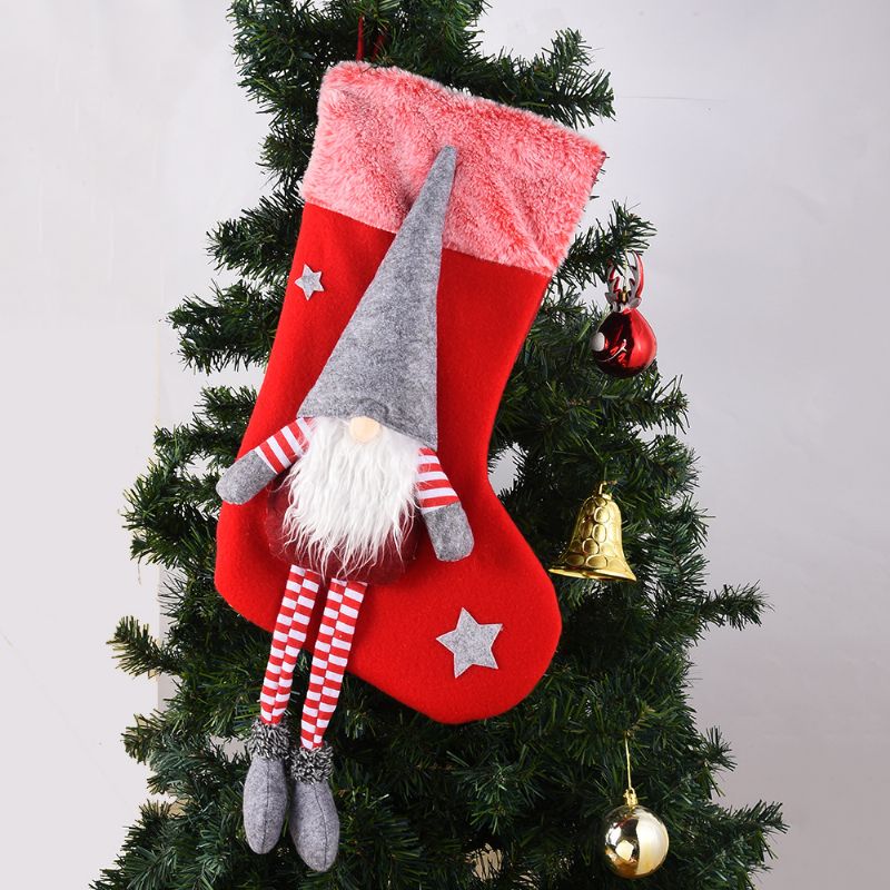 Božićna Poklon Vrećica S Nogama Plišani Bezlični Šumski Starac Čarapa Božićni Ukrasi