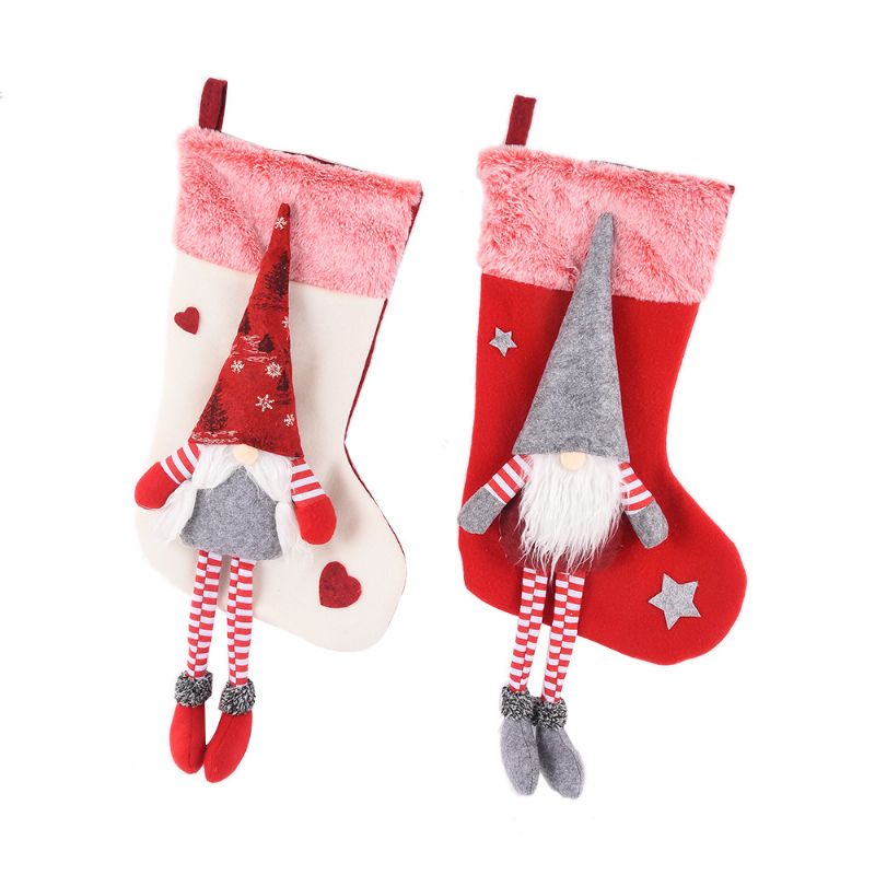 Božićna Poklon Vrećica S Nogama Plišani Bezlični Šumski Starac Čarapa Božićni Ukrasi