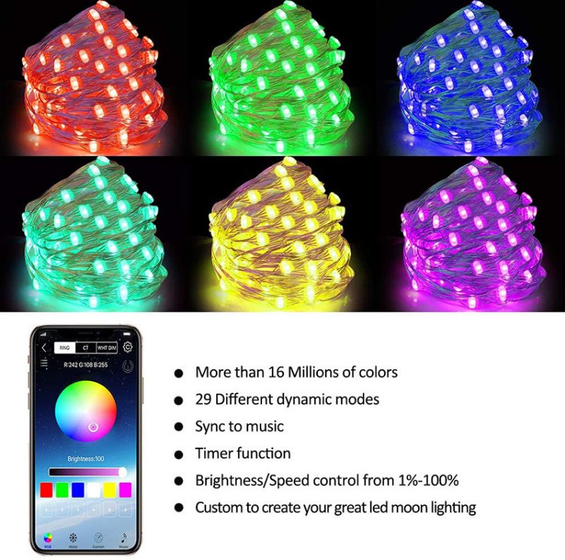 Božićni Bluetooth Svjetlosni Niz Pune Boje Smart Usb Rgb Niz Led Božićno Ukrasno Svjetlo