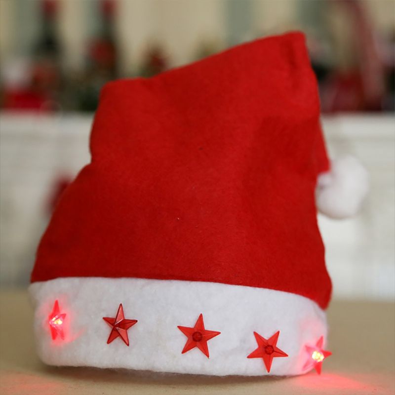 Božićni Šešir Sa Svjetlima - Tradicionalni Crveno-bijeli Dodatak Kapa Djeda Mraza