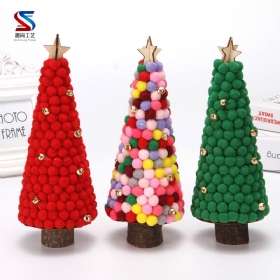 Božićni Ukrasi Krznene Kuglice U Boji Stolno Malo Drvce 28 cm Mini Božićno Postavljanje Dječjih Kreativnih Poklona
