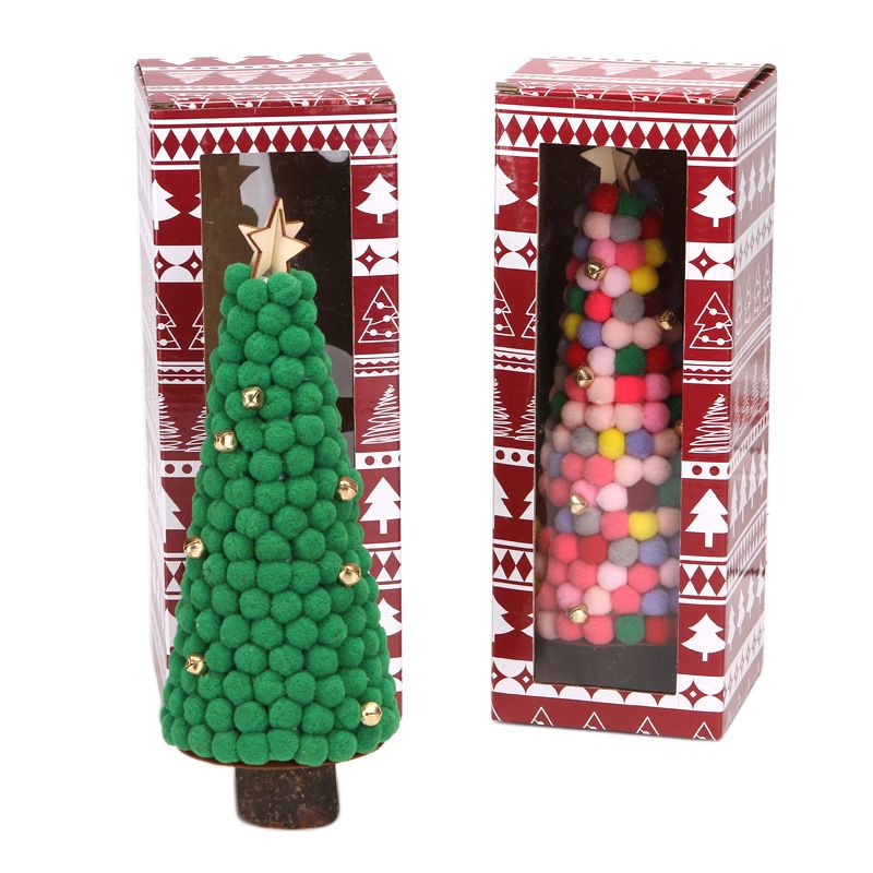 Božićni Ukrasi Krznene Kuglice U Boji Stolno Malo Drvce 28 cm Mini Božićno Postavljanje Dječjih Kreativnih Poklona