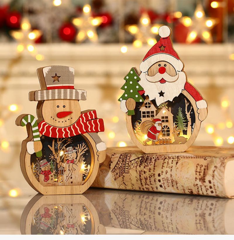Božićni Ukrasi Led Svjetleći Djed Mraz Drveni Dekoracija Hotelskog Prozora Darovi