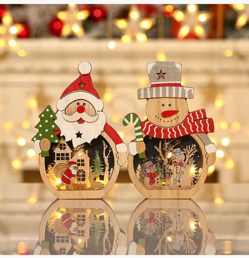 Božićni Ukrasi Led Svjetleći Djed Mraz Drveni Dekoracija Hotelskog Prozora Darovi