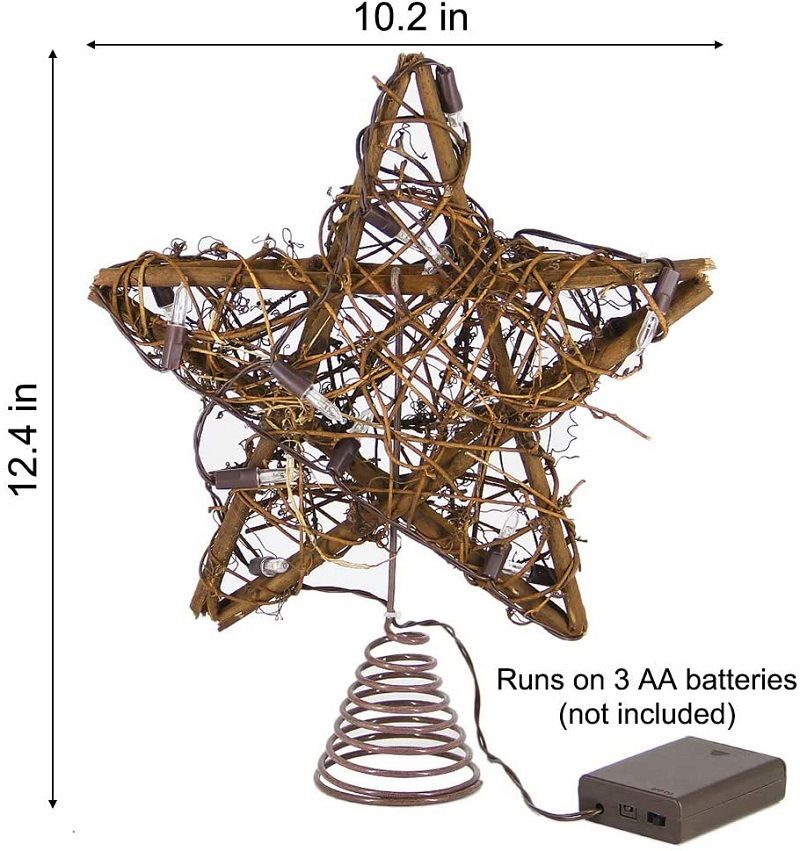 Cane Art Christmas Tree Top Star Decorations Top With Lights
