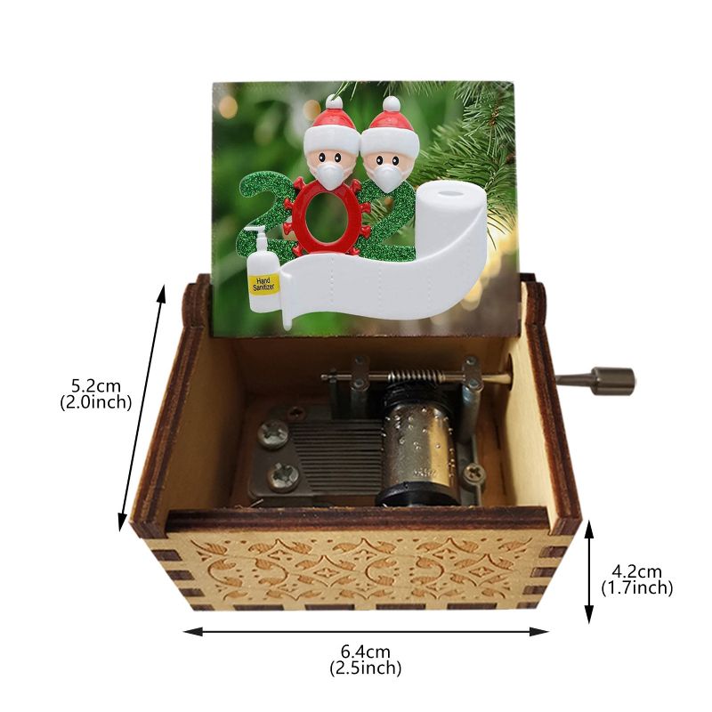 Drvena Glazbena Kutija Ručno Pokretana Kreativno Oslikana Za Sretan Božić