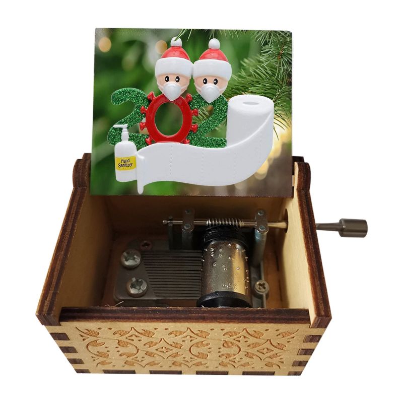 Drvena Glazbena Kutija Ručno Pokretana Kreativno Oslikana Za Sretan Božić