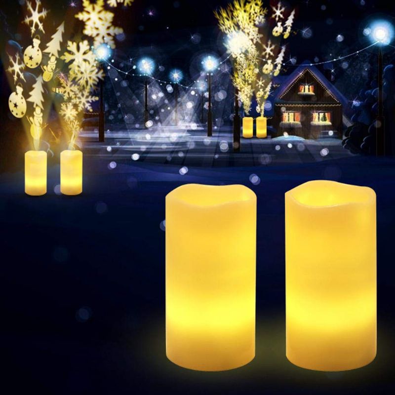 Ekološki Prihvatljiva Božićna Svjetla Za Projektor Snježne Padavine Unutarnja Led Svjetiljka Za Projekciju Svijeće Bez Plamena S Mjeračem Vremena Wiress Remote Dekoracija Doma