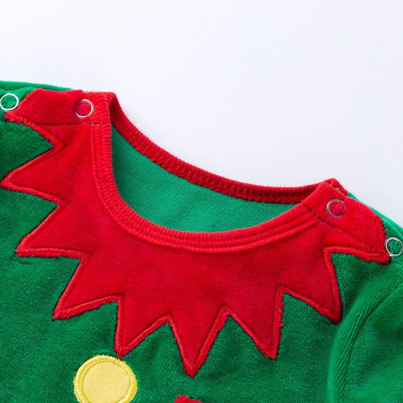 Kostim Božićnog Vilenjaka Zeleni Jednodijelni Uniseks Za 0-2 Bebe S Dugim Rukavima I Slatkom Kapom 2 Kom