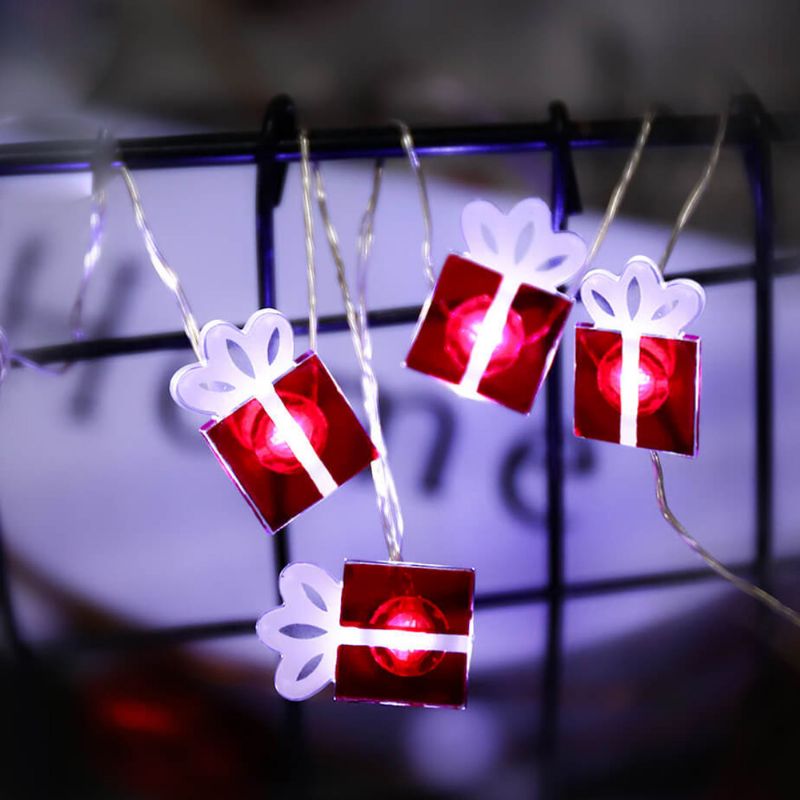 Kreativna Kutija Za Darove Od 2 M Led Svjetiljka S Žicama Za Zatvorene Prostore Na Otvorenom Božićni Ukrasi Vodootporna Za Baterije Svečana Ukrasna Svjetla 8 Načina