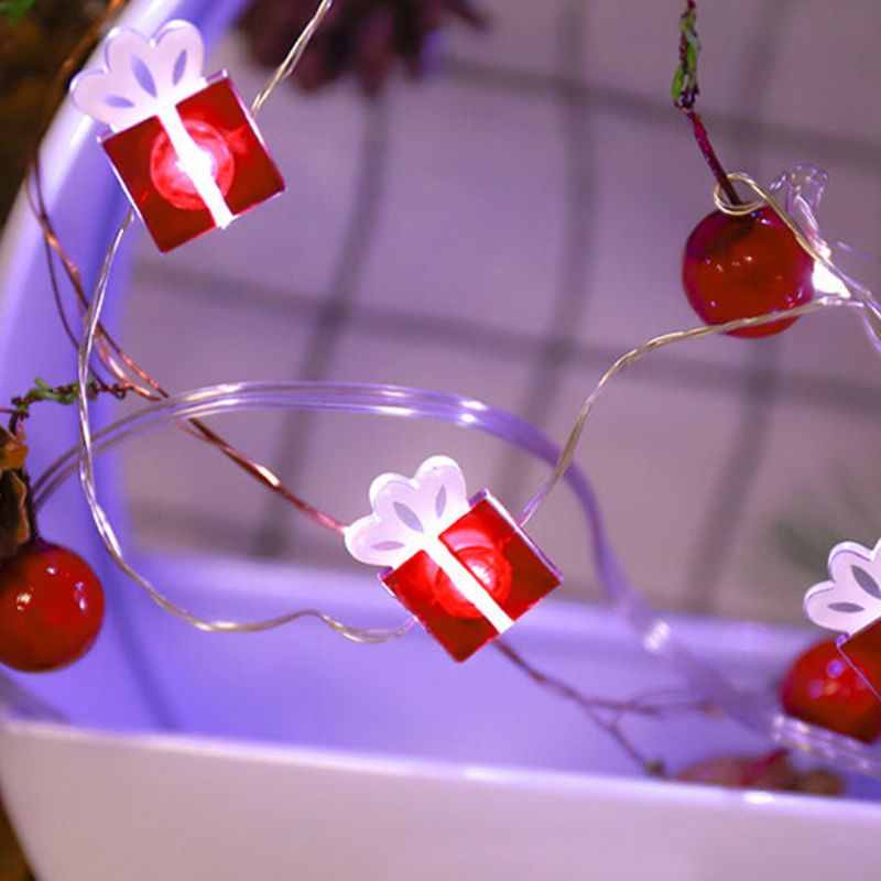 Kreativna Kutija Za Darove Od 2 M Led Svjetiljka S Žicama Za Zatvorene Prostore Na Otvorenom Božićni Ukrasi Vodootporna Za Baterije Svečana Ukrasna Svjetla 8 Načina
