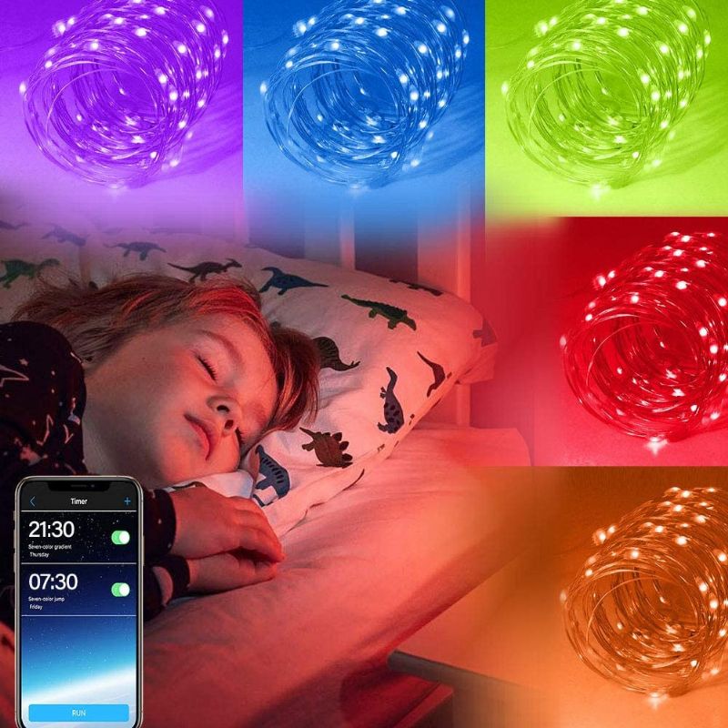 Led Svjetiljka S Užetom Bluetooth Aplikacija Za Mobitel Upravljačka Svjetla Svjetlo U Nizu Božićnih Ukrasa Rgb Od Bakrene Žice Pune Boje