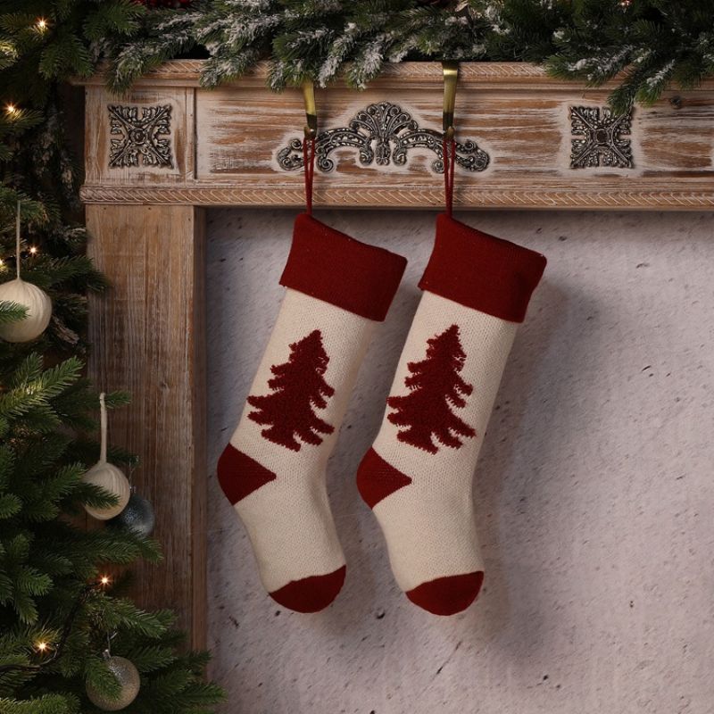Pletene Čarape Za Božićne Ukrase Privjesak Vunena Poklon Vrećica Za Slatkiše Frotir 3d Trodimenzionalne Za Božićno Drvce