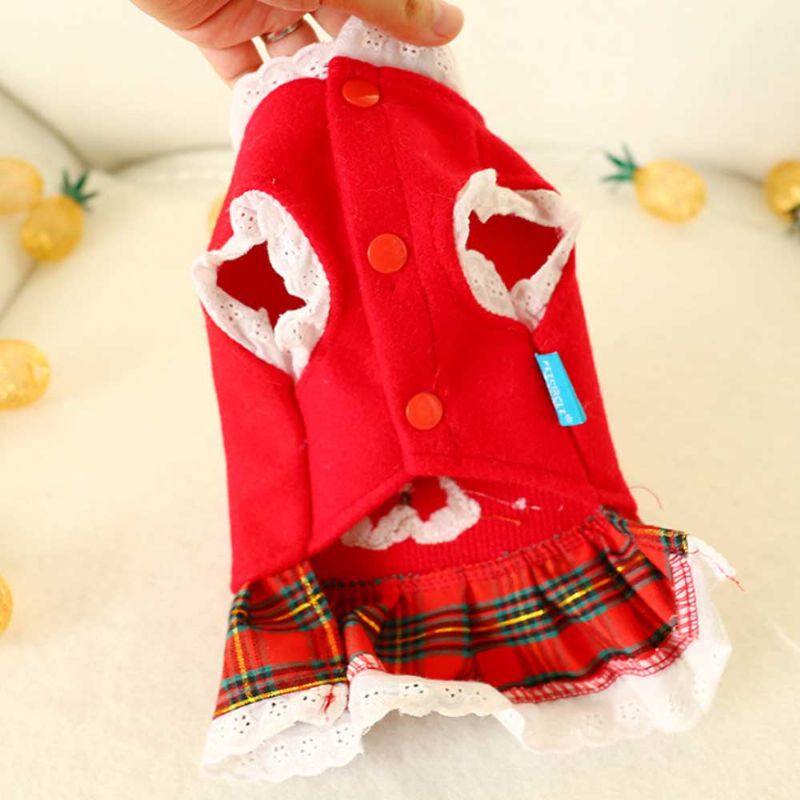 Uzorak Medenjaka Crvena Haljina Za Kućne Ljubimce Božićni Ukrasi Za Štene Odjeća Za Psa Teddy Bichon