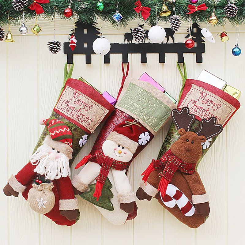 Velika Viseća Božićna Poklon Čarapa Novopristigli Djed Božićnjak Elk Snjegović Dječja Vrećica Božićne Čarape