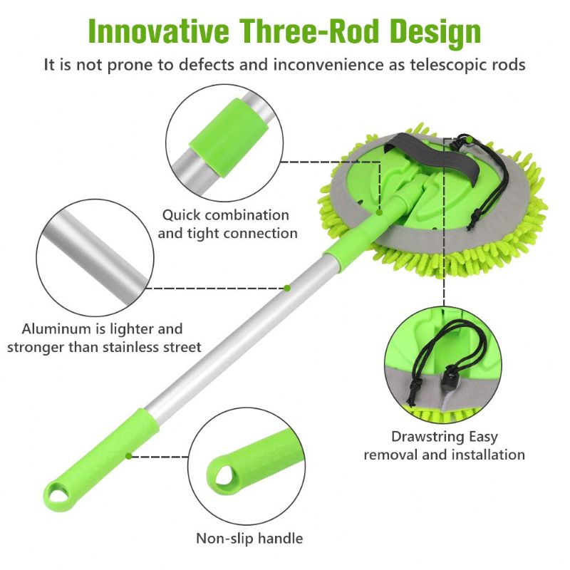 2 U 1 Četka Od Mikrovlakana Od Šenile Za Pranje Automobila Mop Rukavica S Kompletom Za Čišćenje S Dugom Ručkom Od Aluminijske Legure Od 45 Inča Za Prašinu Ne Ozljeđuje Boju Alat Za Bez Ogrebotina Pribor Za Sakupljanje Prašine Za Kamiona