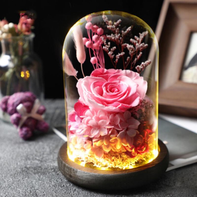 Amyros Konzervirano Svježe Cvijeće Za Valentinovo Božićni Suhi Buket Ruža Prekriveno Staklom