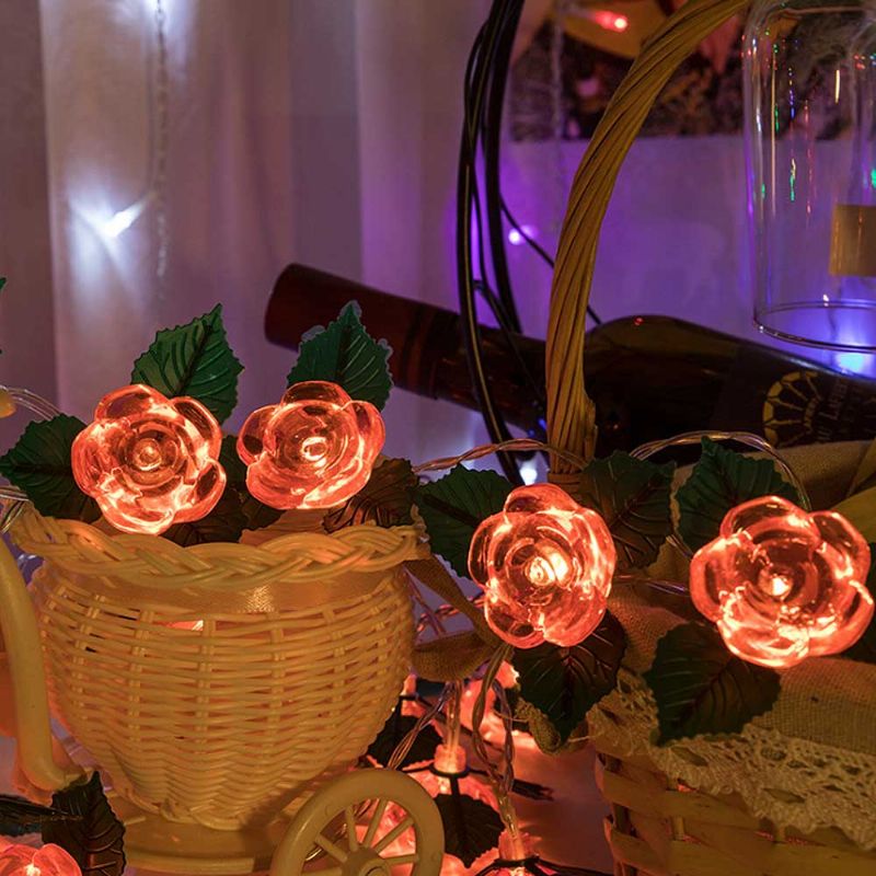 Led Svjetiljke S Žicom Od Cvjetova Ruže Bakrena Žica Svjetla Na Baterije Romantična Svjetiljka Za Za Vjenčanje Kućna Zabava Rođendanski Festival Unutarnji Vanjski Ukrasi
