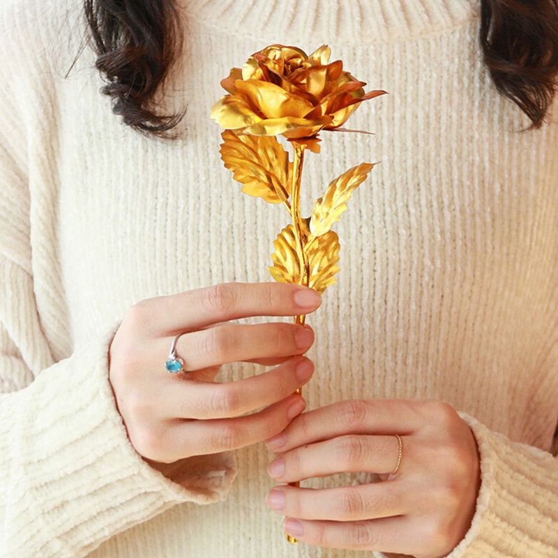 Ruža Od Zlatne Folije Za Zaljubljene Buket Od 24-karatnog Zlata Od Platinaste Ruže Kreativni Dar Za Valentinovo
