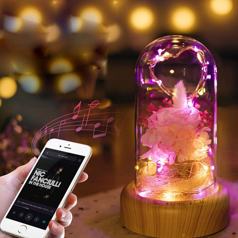 Začarana Led Ruža U Staklenoj Kupoli Bluetooth Stereo Rotirajuća Glazbena Kutija Za Ženu Ljubavnicu Djevojku Rođendanski Poklon Za Godišnjicu Vjenčanja
