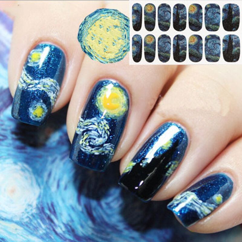 14 Kom/komplet Naljepnica Za Lak Za Nokte Zvjezdano Nebo Za Nail Art Decor Full Wraps Manikura