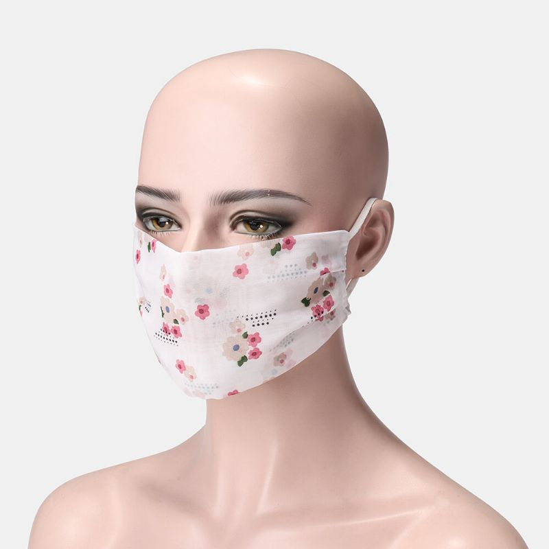 Ženska Podesiva Maska Za Lice Od Šifona S Printom Prozračna Etnička S Cvijećem