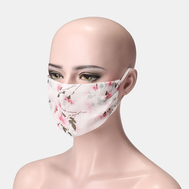 Ženska Šifonska Maska Za Lice Prozračna Podesiva S Etničkim Cvjetnim Uzorkom