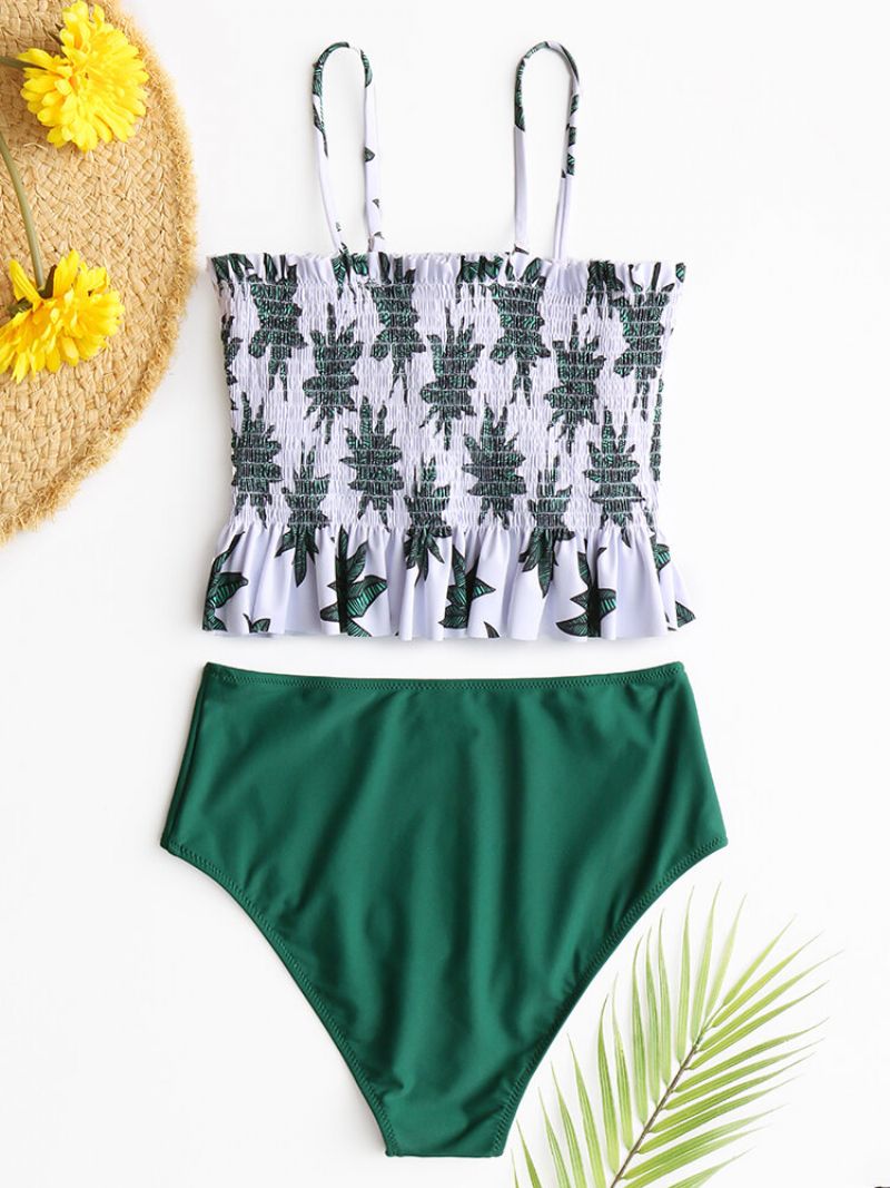Ženski Bikini Kupaći Kostimi Za Plažu Visokog Struka S Volanima I Printom Tropskog Lišća