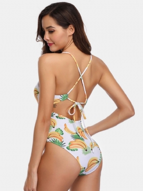 Ženski Kupaći Kostim S Printom Banane Jednodijelni Tropski Seksi Naramenice S Ukrštenim Leđima