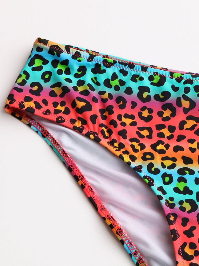 Ženski Prsluk Bikini Leopard Patchwork Prednja Kopča Patentni Zatvarač Seksi Kupaći Kostim