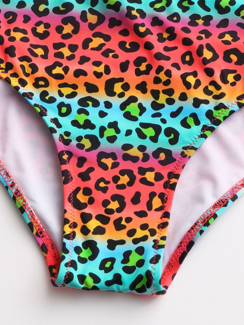 Ženski Prsluk Bikini Leopard Patchwork Prednja Kopča Patentni Zatvarač Seksi Kupaći Kostim