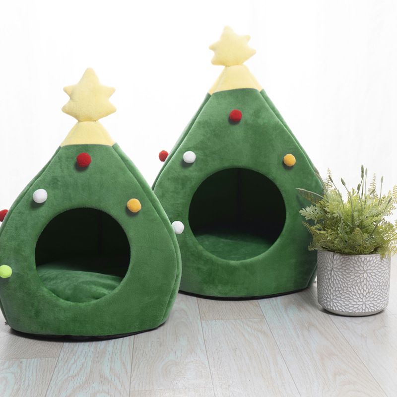 Christmas Tree Cat Litter Kennel Winter Warm Pet Cute Cat House For Pets