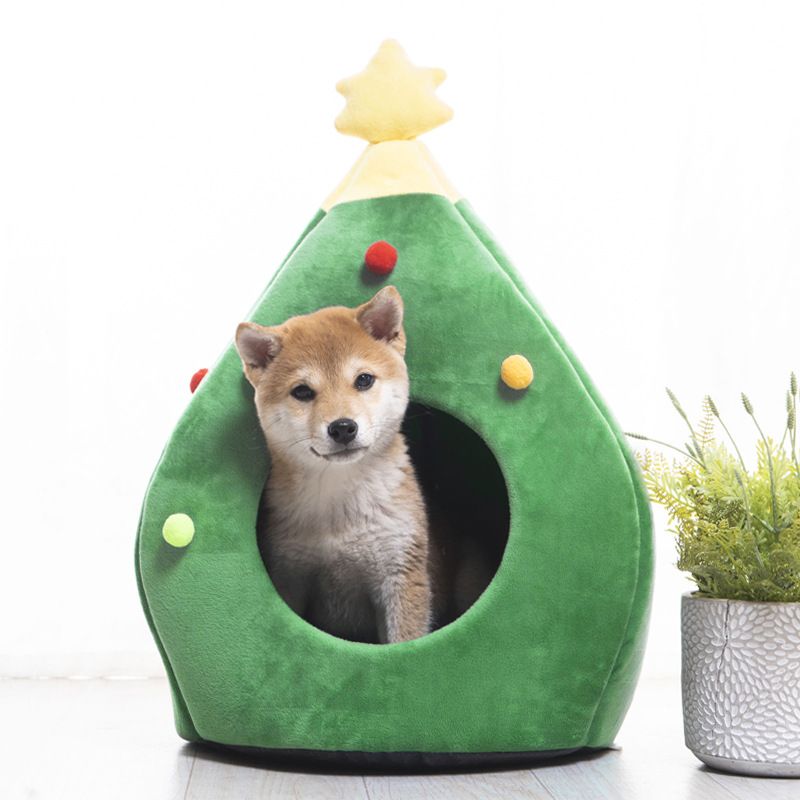 Christmas Tree Cat Litter Kennel Winter Warm Pet Cute Cat House For Pets