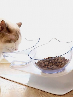 Dvostruka Zdjela Za Mačke S Podignutim Stalkom Platforma Nagnuta 15° Hranilice Za Zdjele Za Hranu I Vodu Smanjuju Bol U Vratu Za I Male Pse