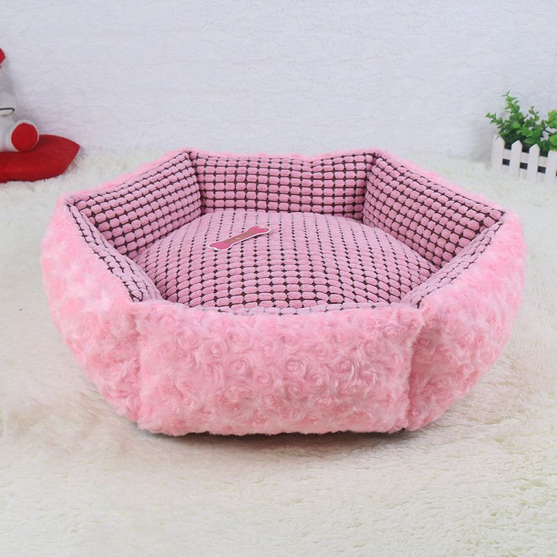 Pink Rose Velvet Krevet Za Spavanje Za Kućne Ljubimce Pseća Mačka Zimski S Jastučićima