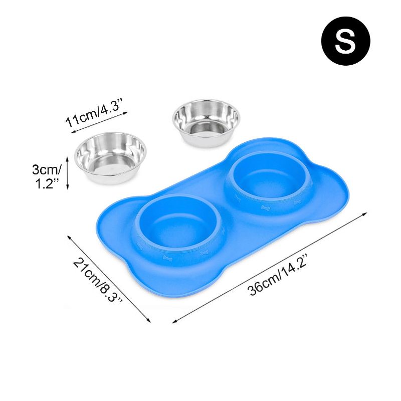 Posude Za Pse I Mačke Od Nehrđajućeg Čelika Koje Se Ne Prolijevaju. Silikonska Podloga Za Hranu Za Kućne Ljubimce