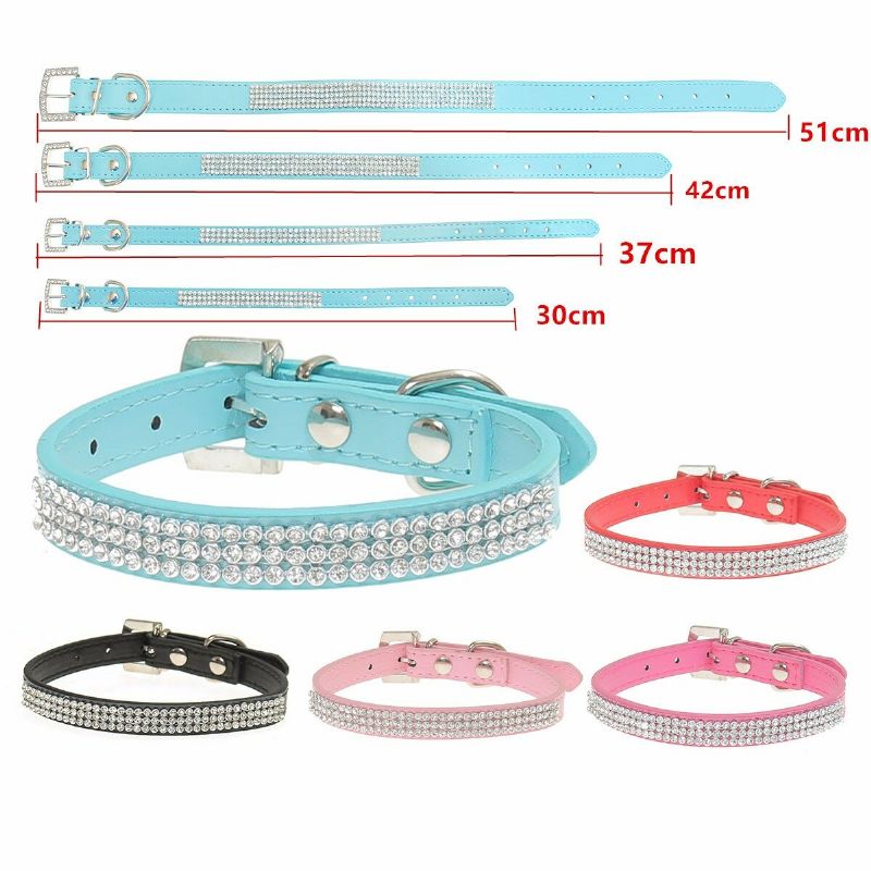 Rhinestones Diamante Crystal Band Pu Kožna Bling Puppy Dog Cat Ogrlica Za Kućne Ljubimce