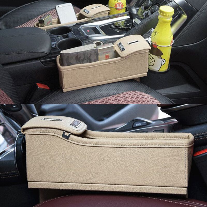 Auto Seat Gap Kutija Za Pohranu Višenamjenska Kožna Za Kovanica Za Automobil Držač Čaše Za Vodu