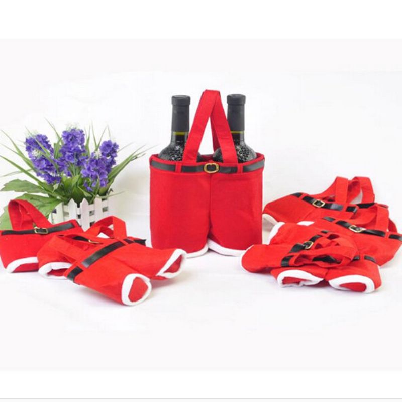 Jedinstven Stil Crvene Najlonske Hlače Djeda Božićnjaka Vrećice Za Slatkiše Za Pohranu