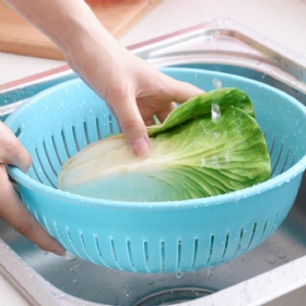 Košara Za Pranje Sa Šupljim Odvodom Okrugla Plastična Kuhinjski Sudoper Za Voće Odvodna Za Povrće I Za Odlaganje