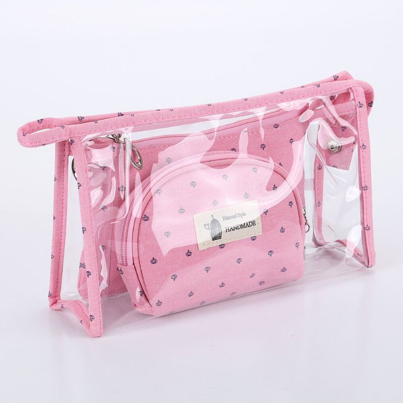 Prozirna Pvc Trodijelna Kozmetička Torbica Crown Cosmetic Bag