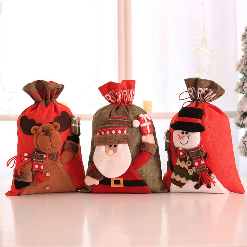 Velika Božićna Vreća Djeda Mraza Snjegović Djeca Božićni Darovi Za Čarape Slatkiša