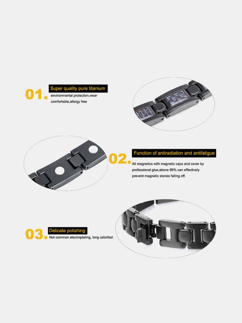 1 Kom. Modna Ležerna Magnetska Narukvica Od Ugljičnih Vlakana Od Titanijskog Čelika Terapeutska S Geometrijskim Šavovima