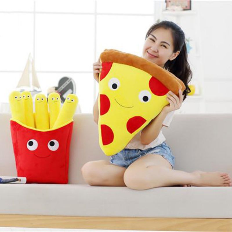 3d 50cm Slatka Crtana Ekspresija Pizza Pomfrit Jastuci Kreativne Punjene Plišane Igračke Uređenje Doma