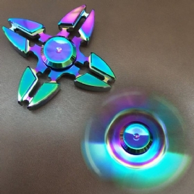 4 Point Rainbow Aluminium Fidget Hand Spinner Finger Toy Edc Focus Kids Adult