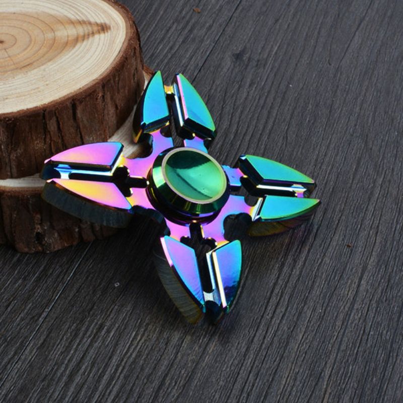 4 Point Rainbow Aluminium Fidget Hand Spinner Finger Toy Edc Focus Kids Adult