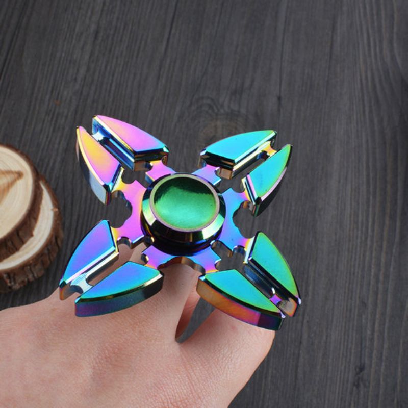 4 Point Rainbow Aluminium Fidget Hand Spinner Finger Toy Edc Focus Kids Adult