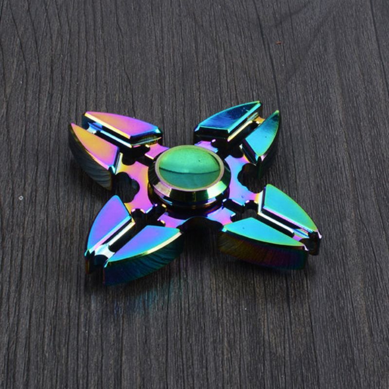 4 Point Rainbow Aluminium Fidget Hand Spinner Finger Toy Edc Focus Kids Adult