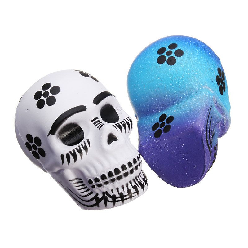 Chameleon Squishy Skull Glava Kostura 10 cm Dekoracija Za Noć Vještica Sporo Raste S Pakiranjem Poklon Igračka