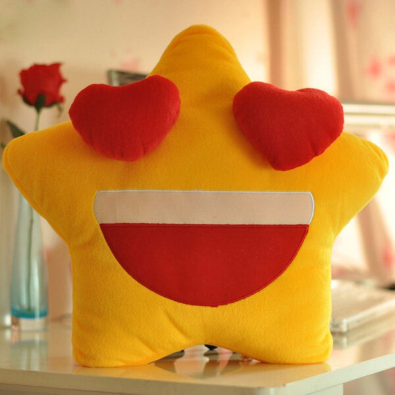 Funny Cute Lovers Yellow Star Throw Jastuk Expression Mekani Plišani Kauč Uredski Za Automobil